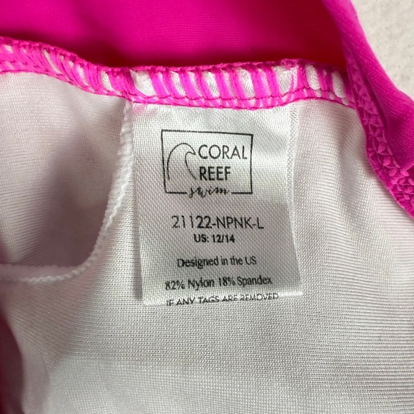 CORAL REEF SWIM Halter Bikini Swim Top with Wrap Tie Womens Size 12/14 Neon Pink - Picture 12 of 13